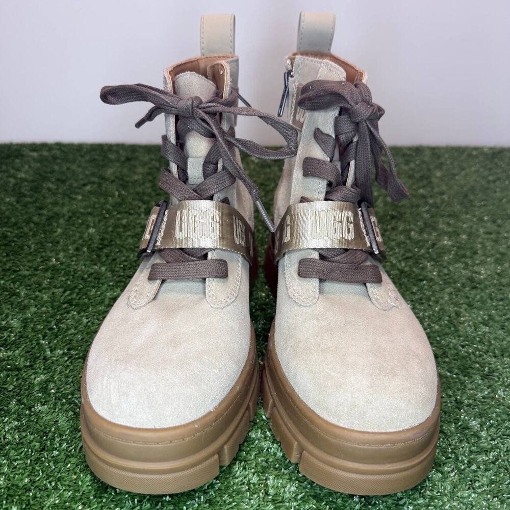 UGG ASHTON SHORT LACE UP BURNT CEDAR BROWN SUEDE COMBAT BOOTS SIZE 7 WOMEN - Picture 3 of 6